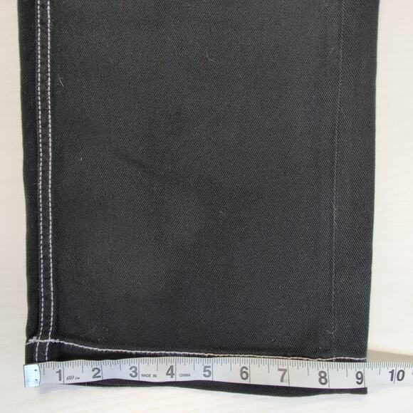 Divided Jeans Womens 4 Black Wide Leg Cargo Pants High Rise Contrast Stitch Y2K - Picture 9 of 12